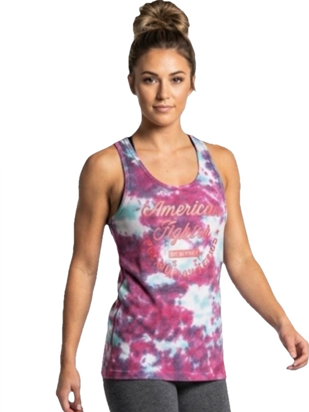 American Fighter Allegiance Tank Women's Pink & Purple Tie-Dye Size Medium & XS